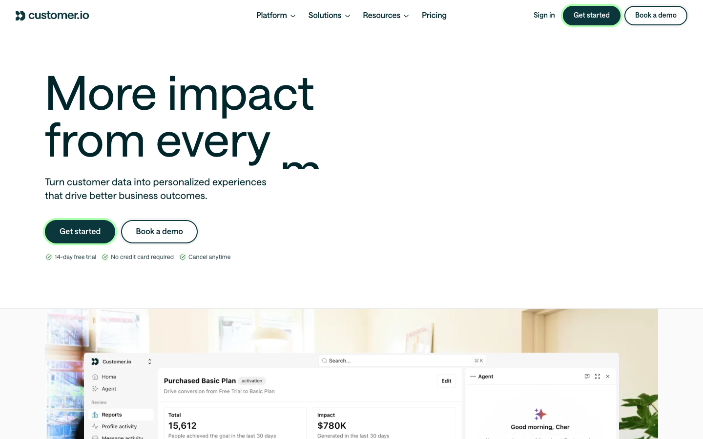 Screenshot of Customer.io