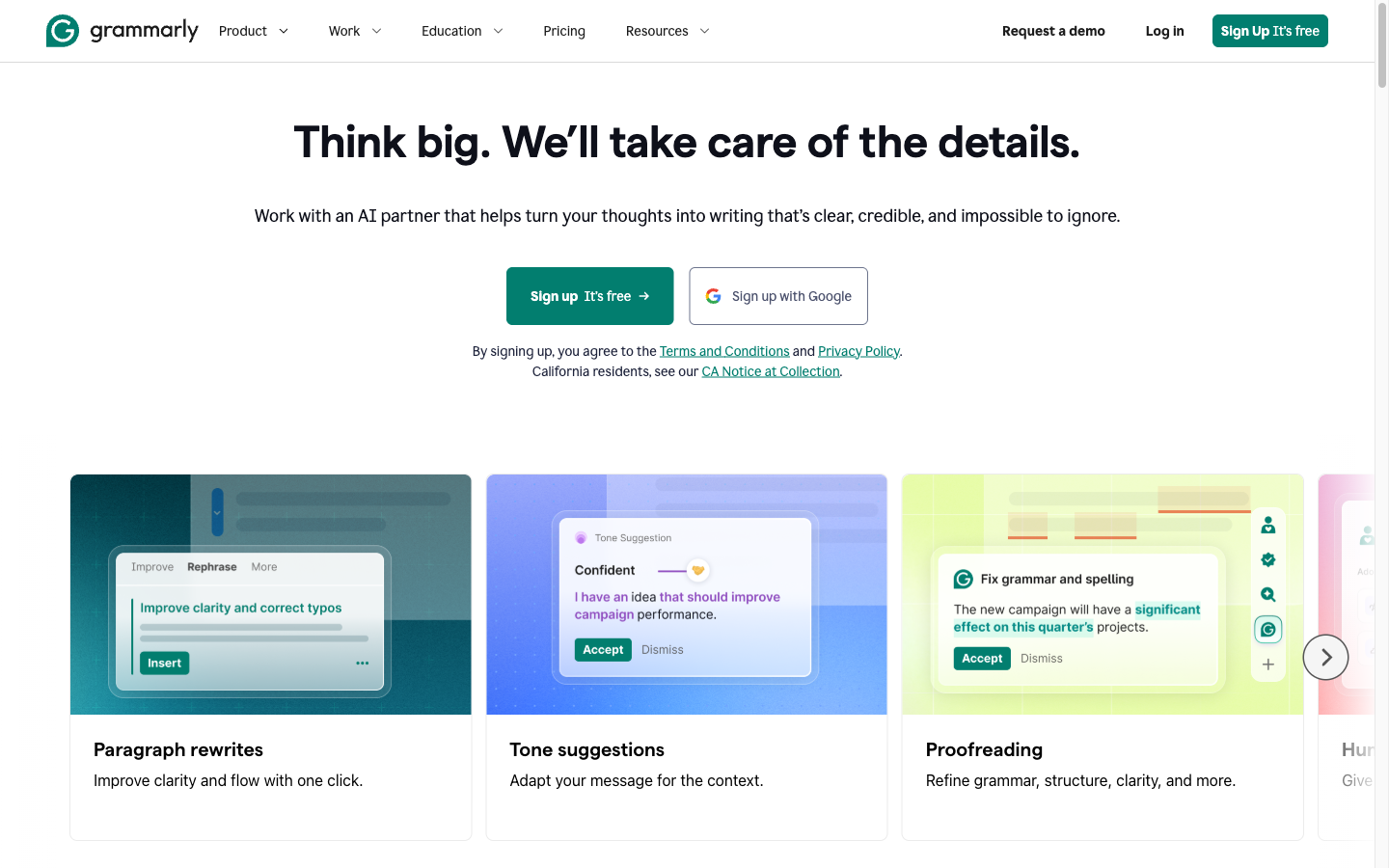 Screenshot of Grammarly