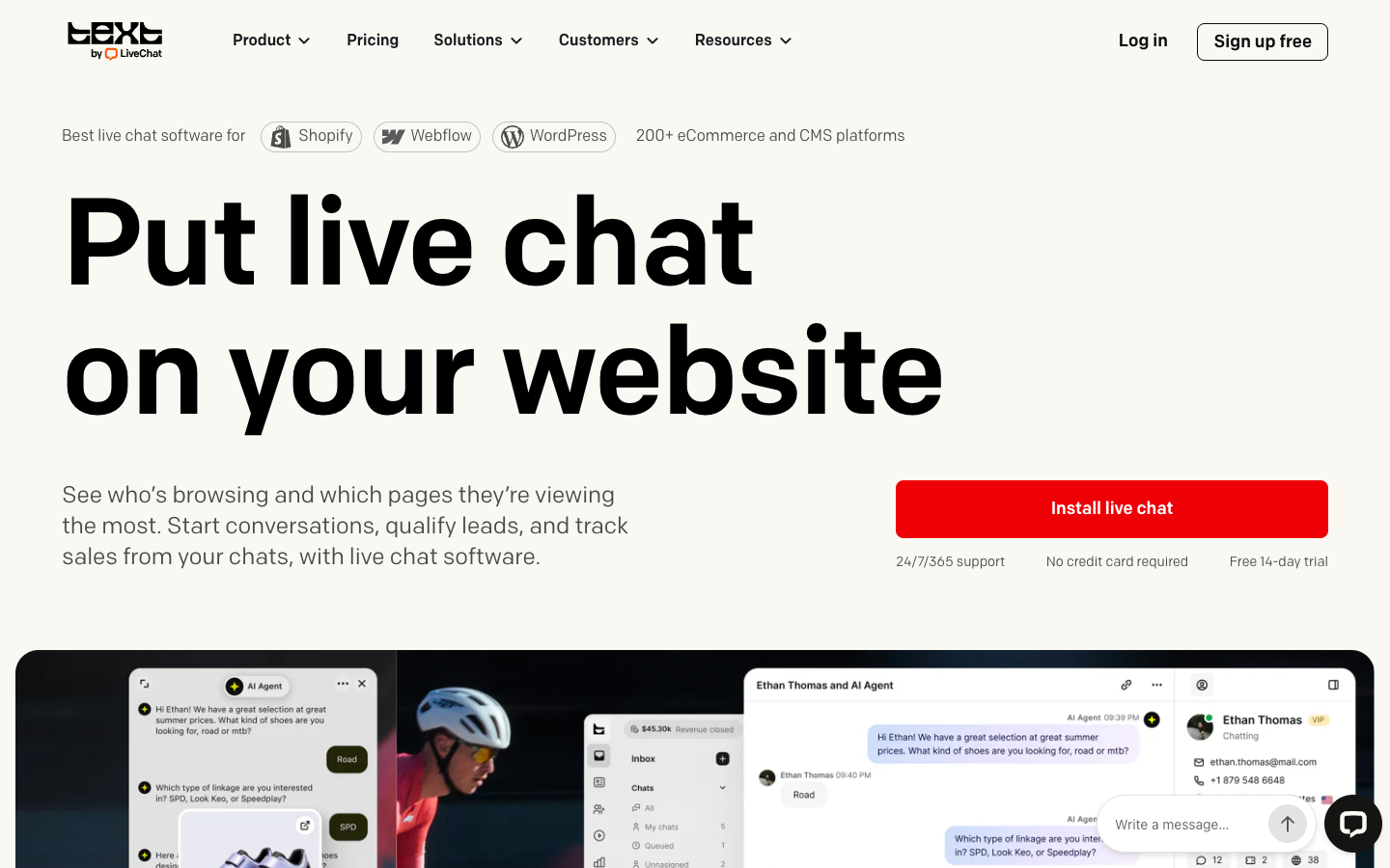 Screenshot of LiveChat