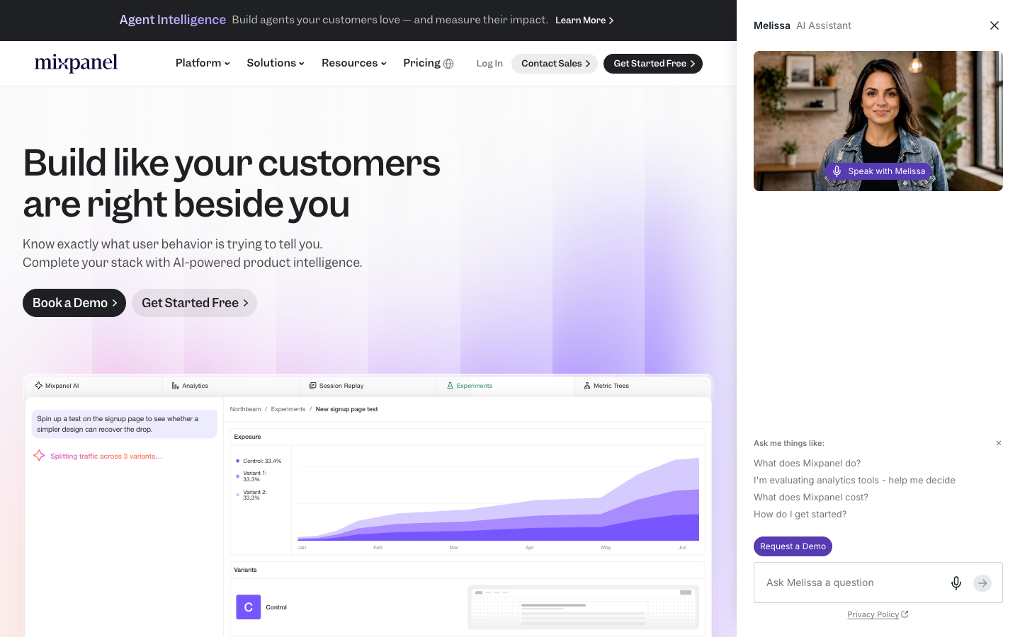 Screenshot of Mixpanel
