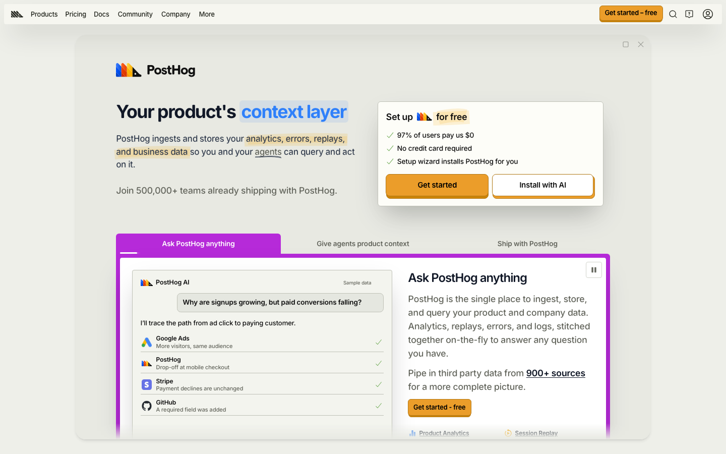 Screenshot of PostHog