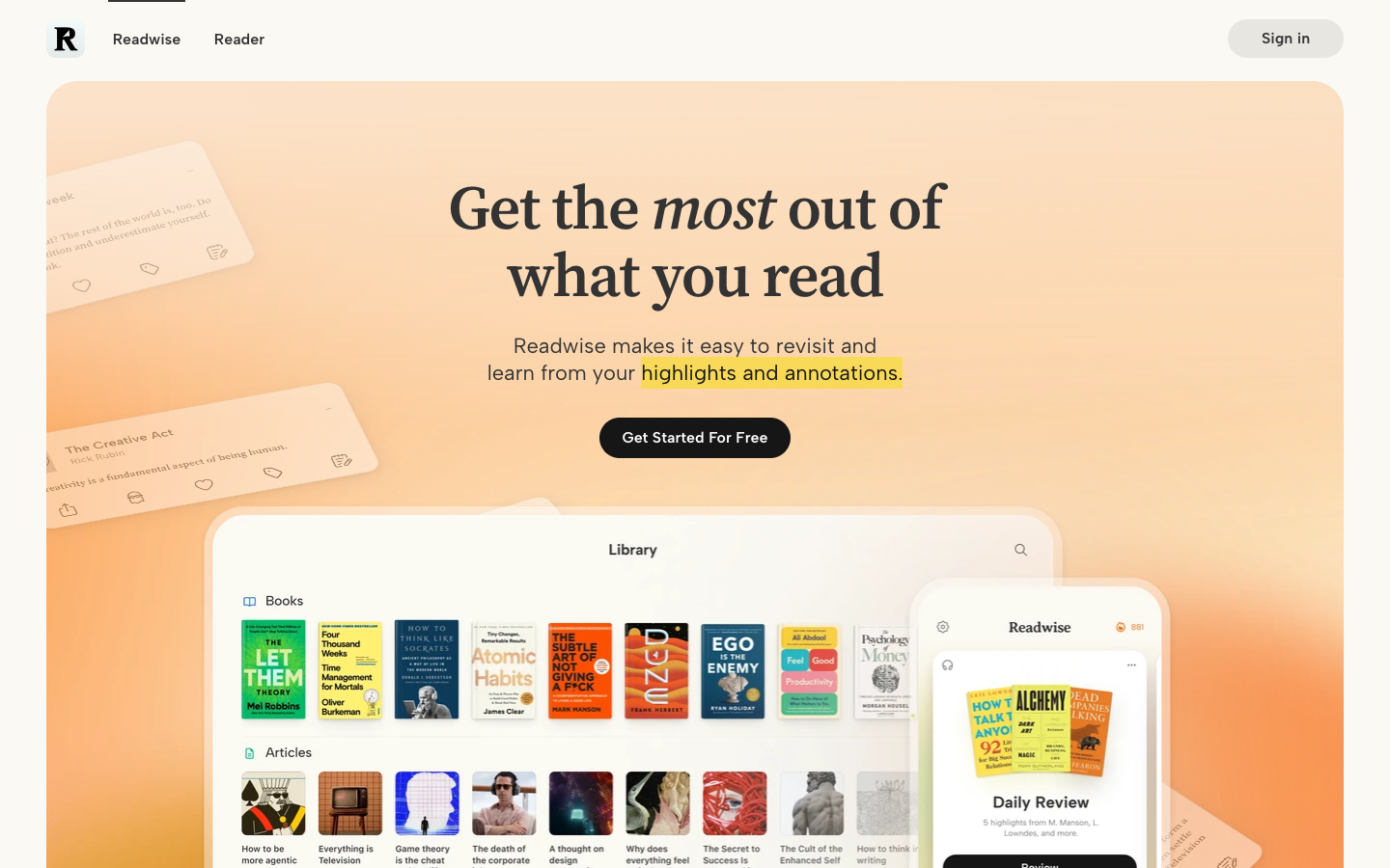 Screenshot of Readwise