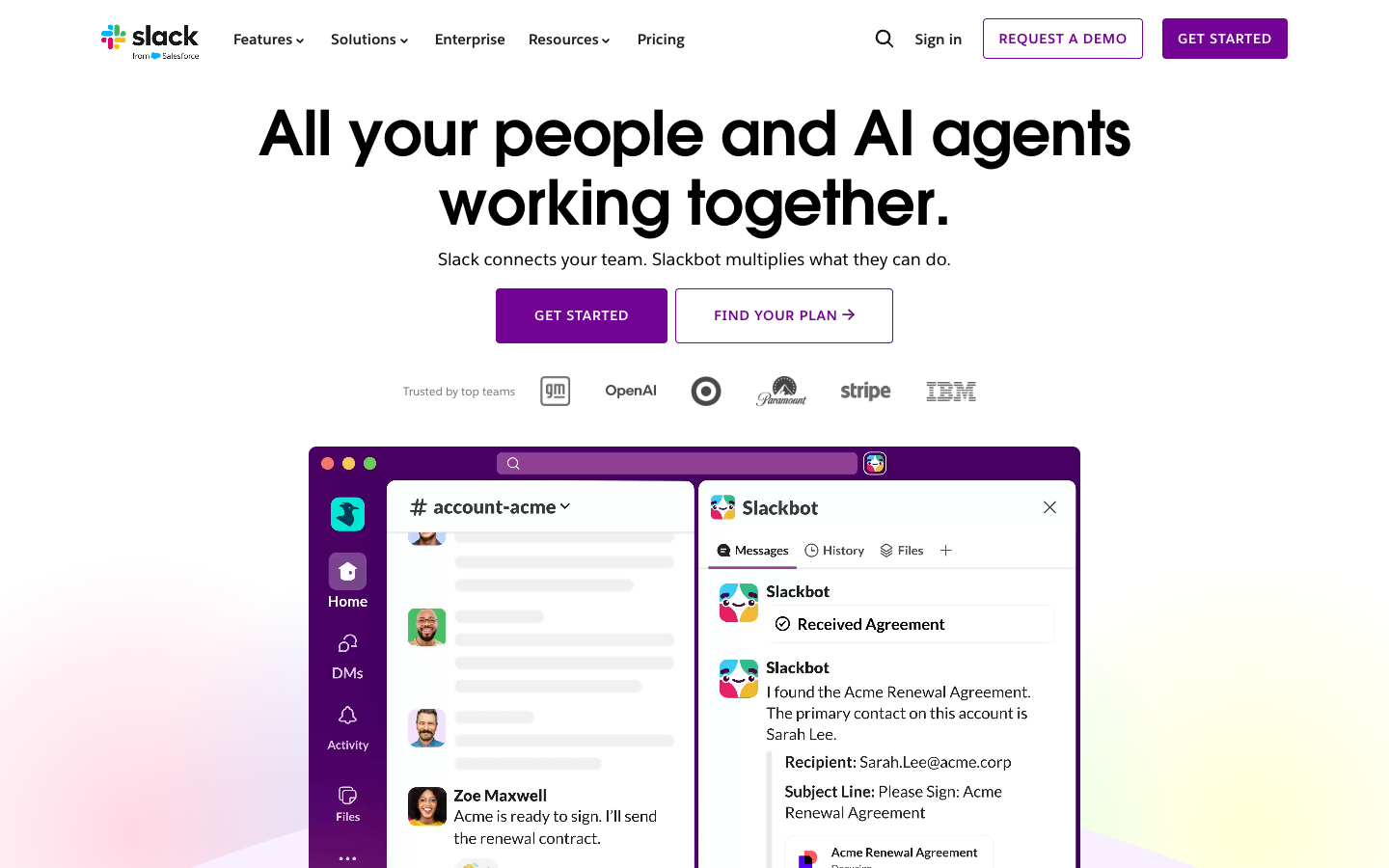 Screenshot of Slack
