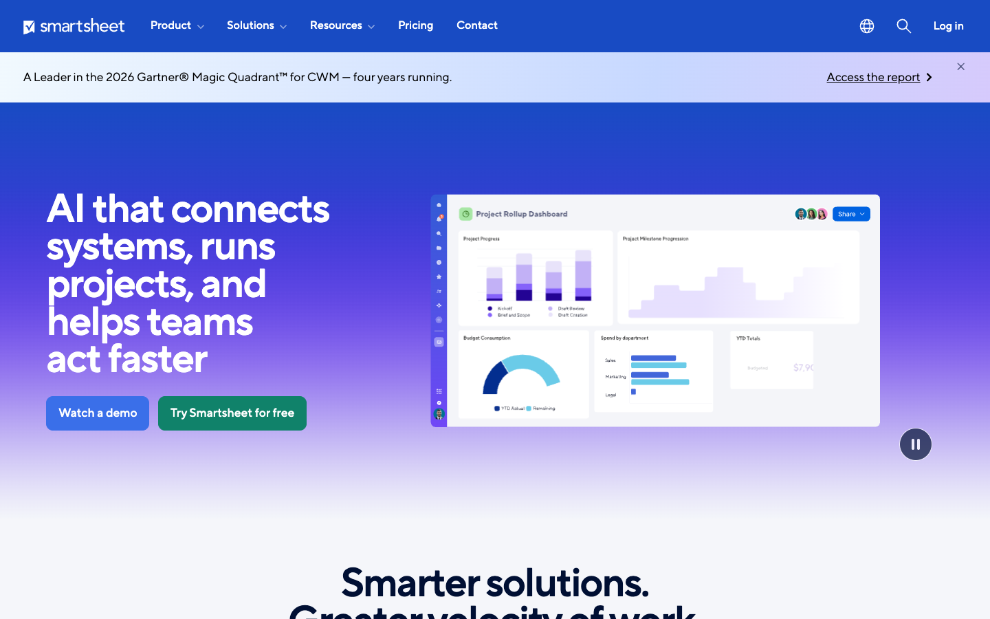 Screenshot of Smartsheet
