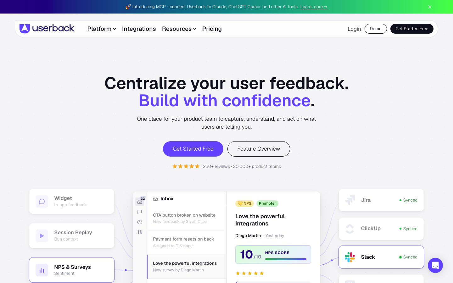 Screenshot of Userback